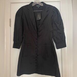 DANIELLE BERNSTEIN Black Tuxedo Mini Dress with Notched Collar